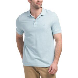 NAUTICA Bay Blue Short Sleeve Solid Soft Pique Knit Polo